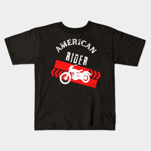 American Rider Motorcycle Vintage Biker Kids T-Shirt by Foxxy Merch